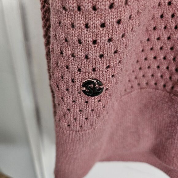 Lululemon Cardigan 8 Still Movement Wrap Heathered Quicksand Pink Sweater Hooded - Picture 2 of 9